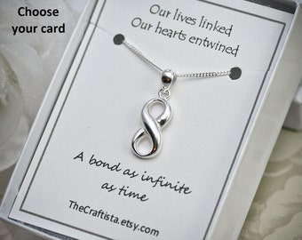 Sterling Silver Infinity Necklace -INS- Sisters Necklace, Infinity Pendant, Sterling Silver Infinity Charm, Gifts For Sisters, Sister Charms