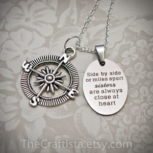 Sister Necklace - S12 - Sister Gift, Sisters Necklace, Sisters Jewelry, Sister Christmas Gift, Big Sister, Little Sister, Compass Charm