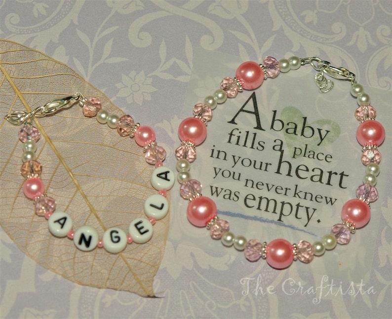 Mother Daughter Bracelet Set Personalized Bracelet Pink Etsy