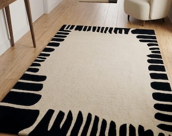 Unikalny dywan w abstrakcyjnym stylu, falisty wzór, neutralny, współczesny dywan