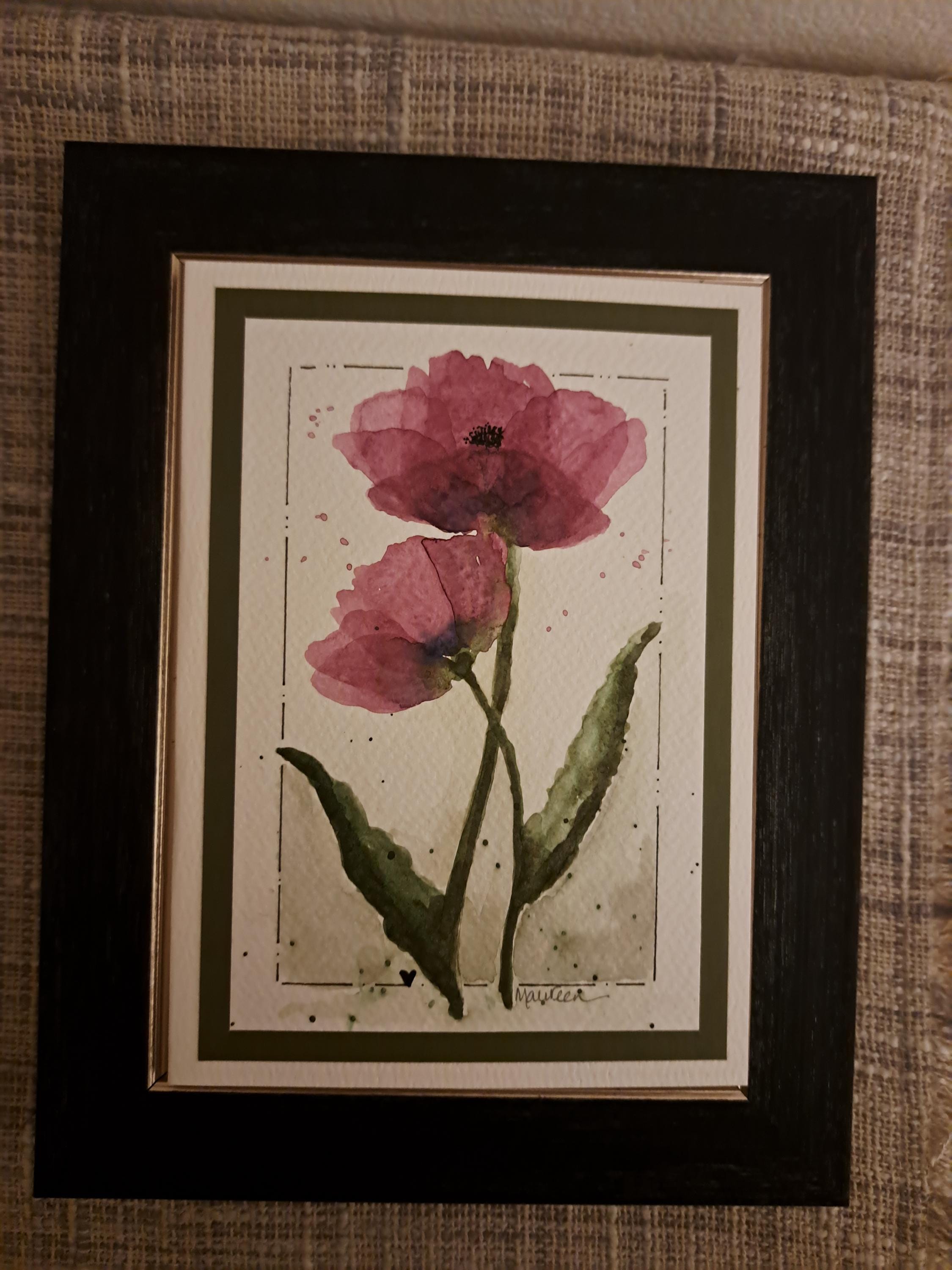 Original Hand Painted Watercolor Floral Card, 5x7 Inch Blank Greeting ...