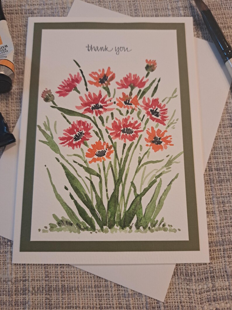 Hand Painted Watercolor Floral Card, 5x7 Inch Frameable Blank Greeting ...