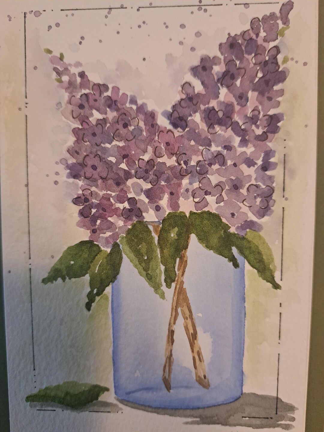 Hand Painted Watercolor Floral Card, 5x7 Inch Frameable Blank Greeting ...