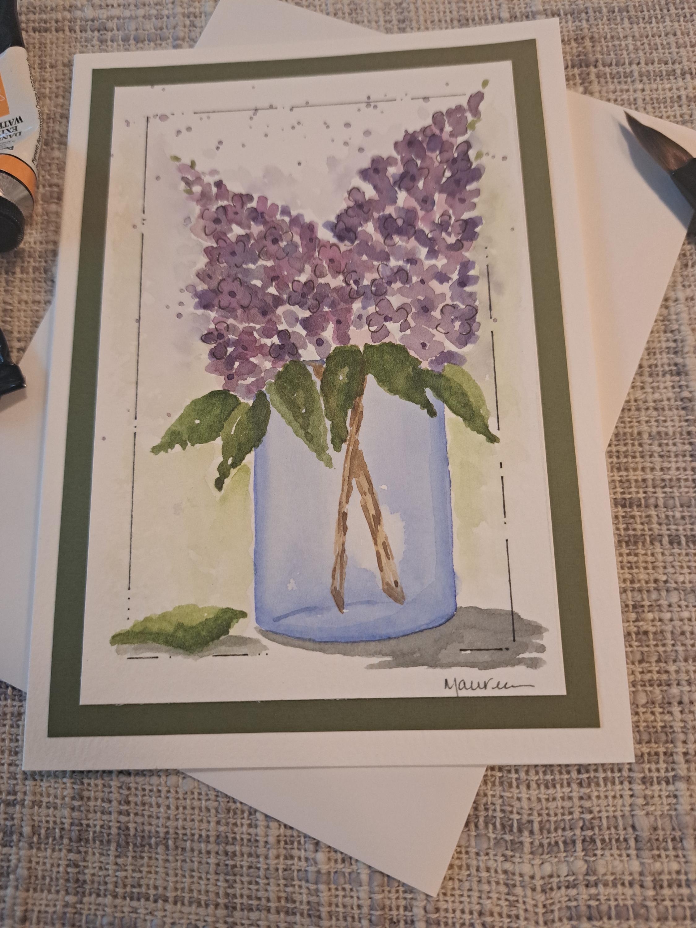 Hand Painted Watercolor Floral Card, 5x7 Inch Frameable Blank Greeting ...