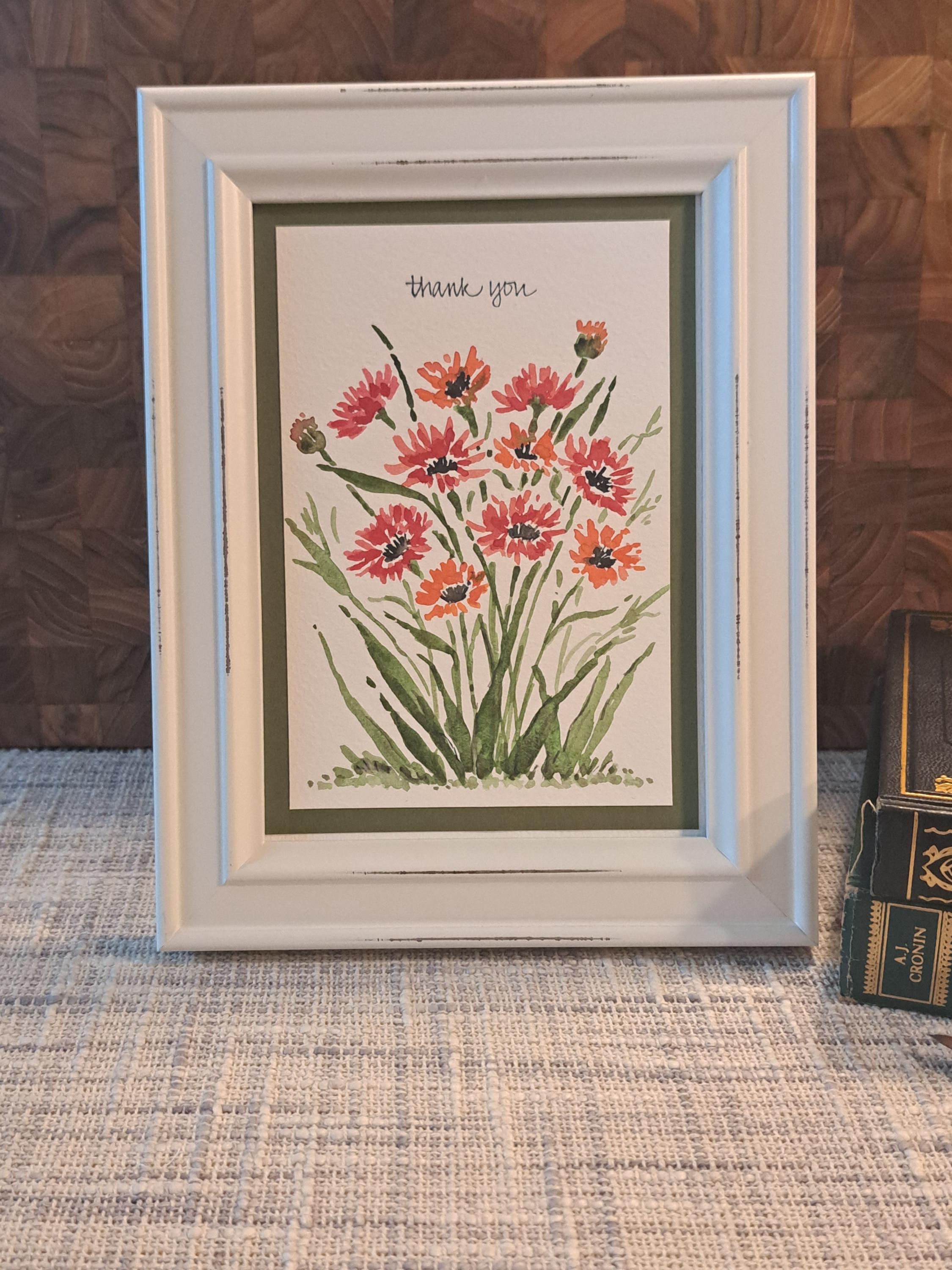 Hand Painted Watercolor Floral Card, 5x7 Inch Frameable Blank Greeting ...