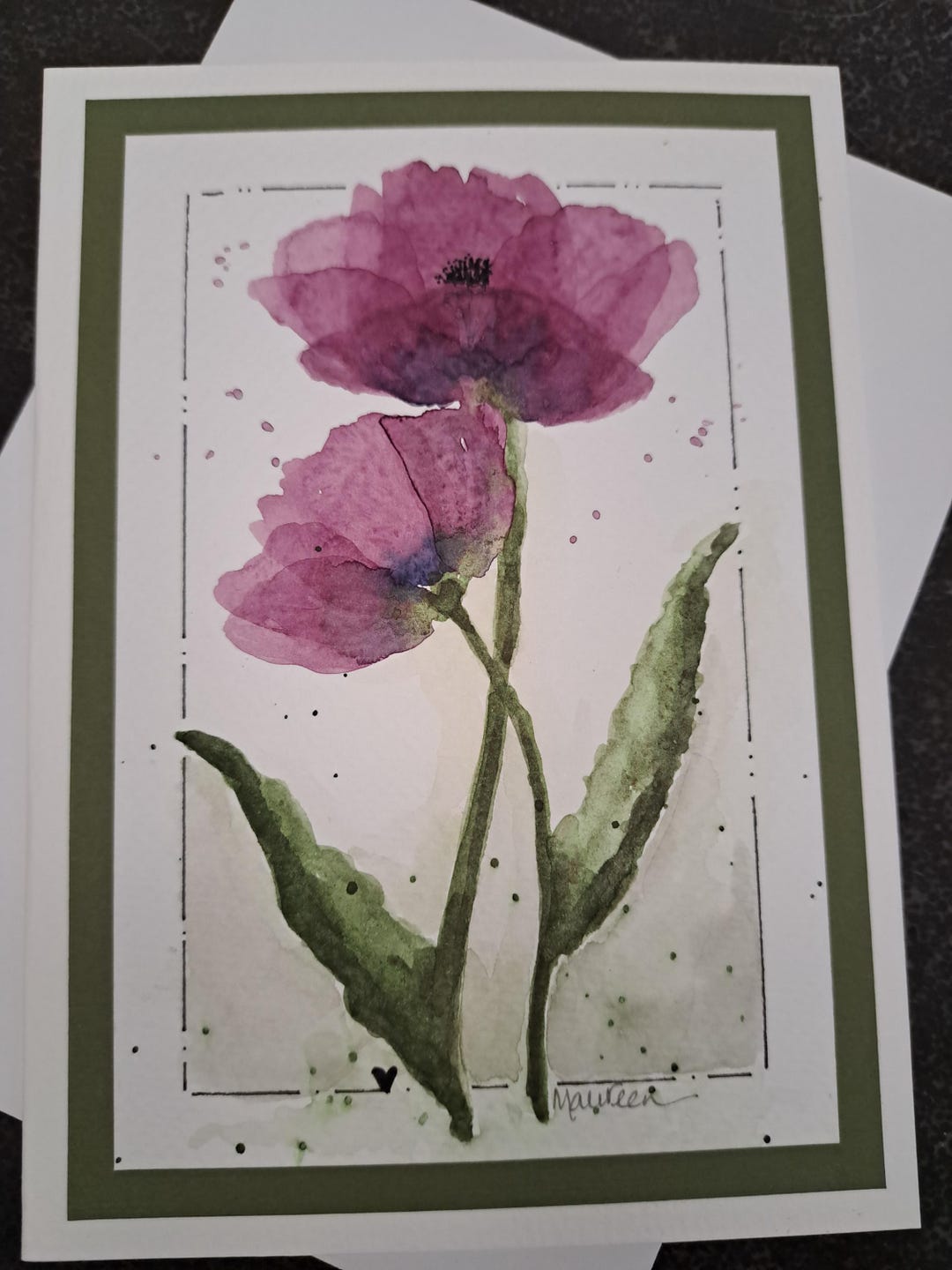Original Hand Painted Watercolor Floral Card, 5x7 Inch Blank Greeting ...
