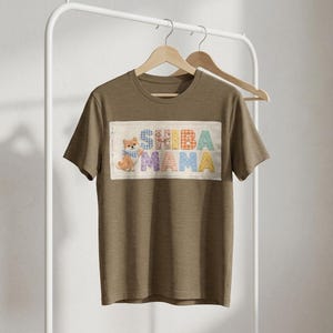 柴犬ママ フェイクパッチワークシャツ コンフォートカラーズ 犬ママシャツ コテージコア 柴犬Tシャツ 犬好きへのギフト かわいい柴犬ママ 美的シャツ 画像 13