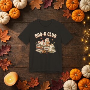 Boo-k Club Shiba Inu Halloween Shirt, Bookish Ghost Dog Tee, Book Lover Gift, Spooky Reading Shiba T-Shirt, Cozy Fall Bookworm Top