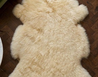 Natuurlijke schapenvacht, 100% medisch gelooide schapenvacht, Australisch 110 x 80, biologisch romig schapenvacht voor bed, kinderen, baby, woondecoratie