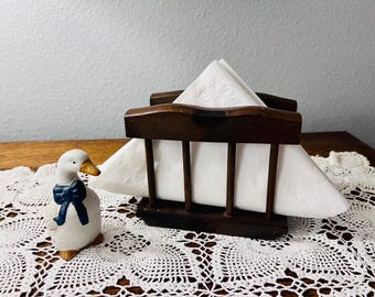 Vintage Wooden Spindle Napkin Holder