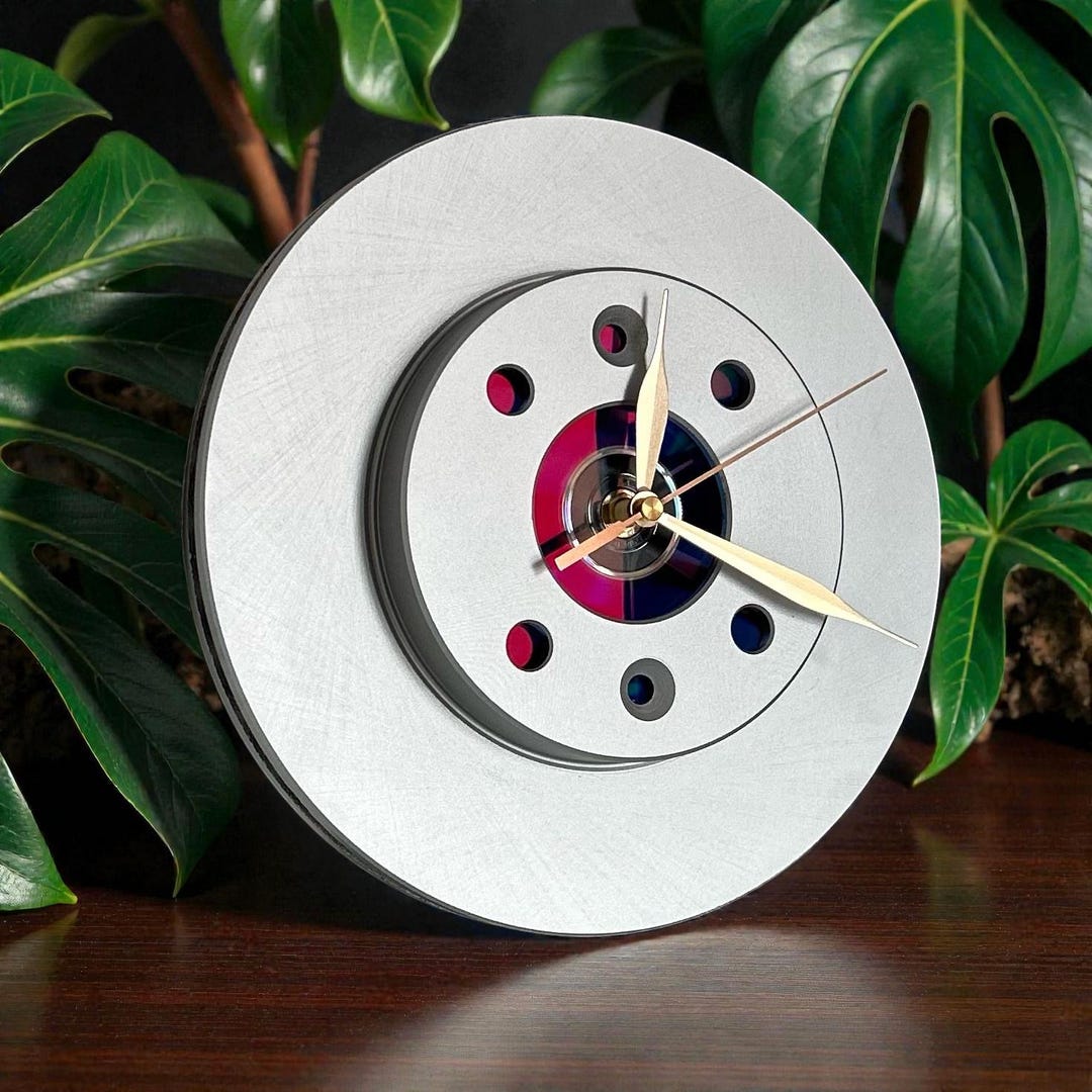 Abstract Clock Automotive Real Brake Disc Clock - Automotive Wall Clock, Industrial Car Decor ...