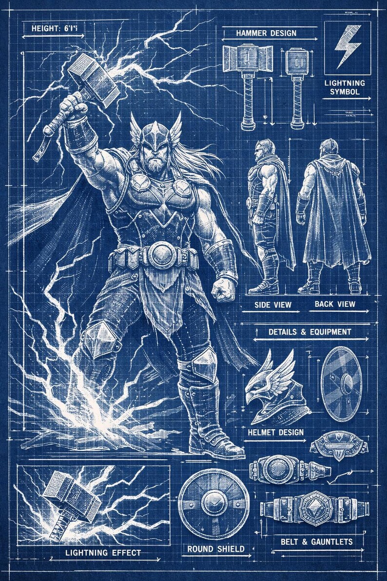 Thorshield File Thor Blueprint Style Digital Print - Etsy