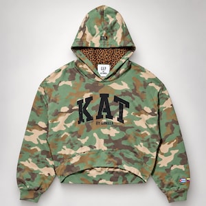 GAP x KATSEYE Daniela Hoodie, Överdimensionerad Kamouflage Tröja, Y2K Streetwear