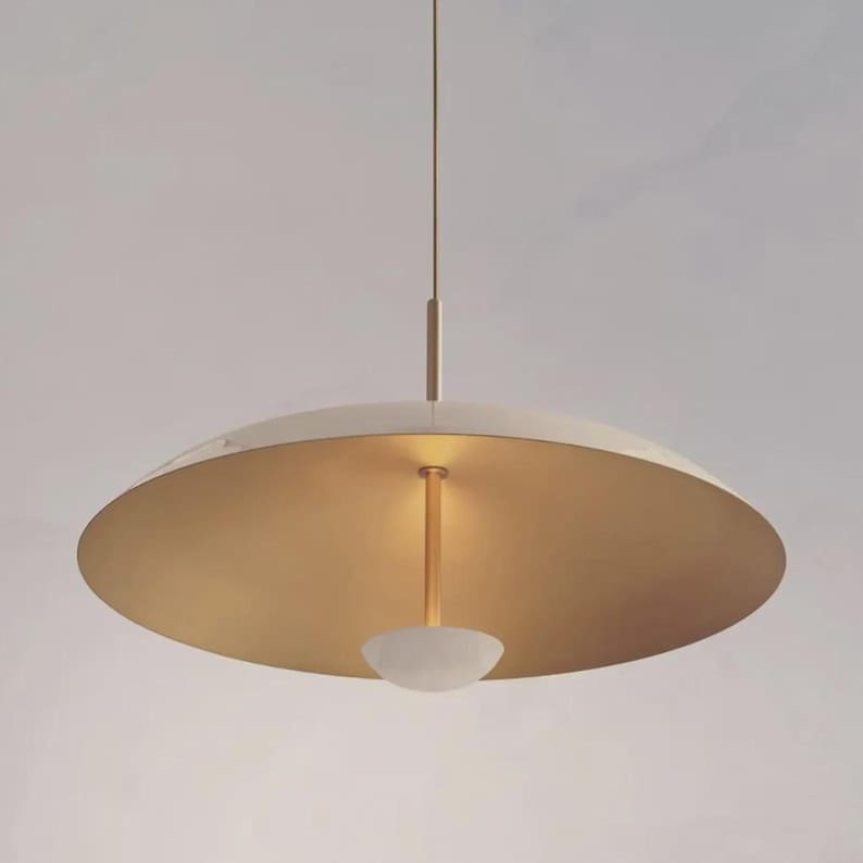 White Dome Pendant Light | Modern Brass Hanging Light Modern Bedroom Hallway Entryway Lighting Contemporary Flush Mount Light Fixture image 3