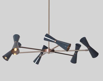 Moderner Sputnik-Kronleuchter, Pendelleuchte aus Messing im Mid-Century-Stil, ausdrucksstarke Deckenleuchte, Esszimmerleuchte