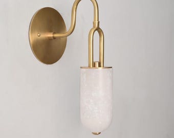 Handgefertigte Wandleuchte aus Alabastermessing, Wandlampe aus weißem Marmor, moderne Inneneinrichtung