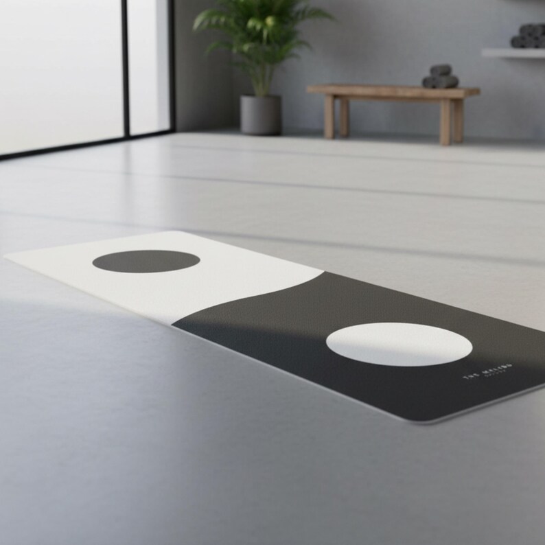 Yin Yang Yoga Mat | Minimal Aesthetic Yoga Mat | Non Slip Pilates & Meditation Mat | Gift for Yogis image 7