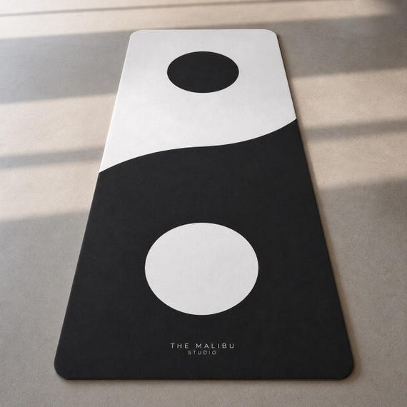 Yin Yang Yoga Mat | Minimal Aesthetic Yoga Mat | Non Slip Pilates & Meditation Mat | Gift for Yogis
