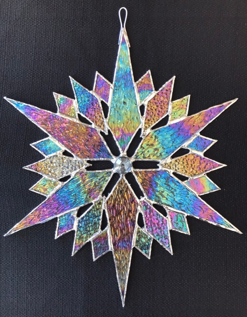 Stained glass snowflake suncatcher design 35B Etsy