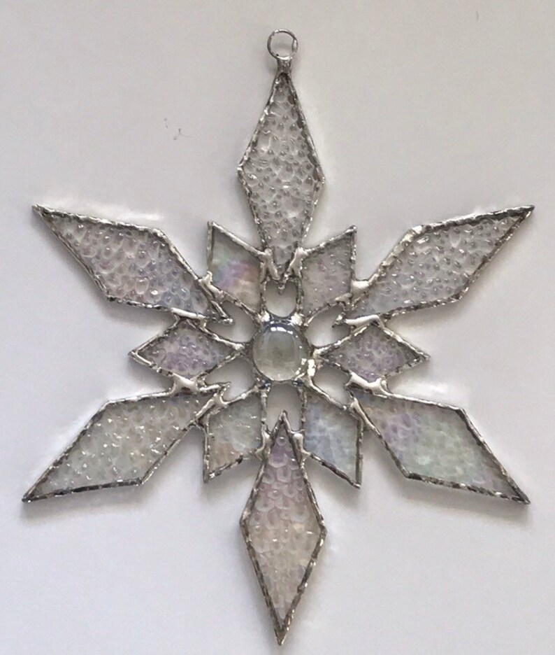 Stained glass snowflake suncatcher design 31 Etsy
