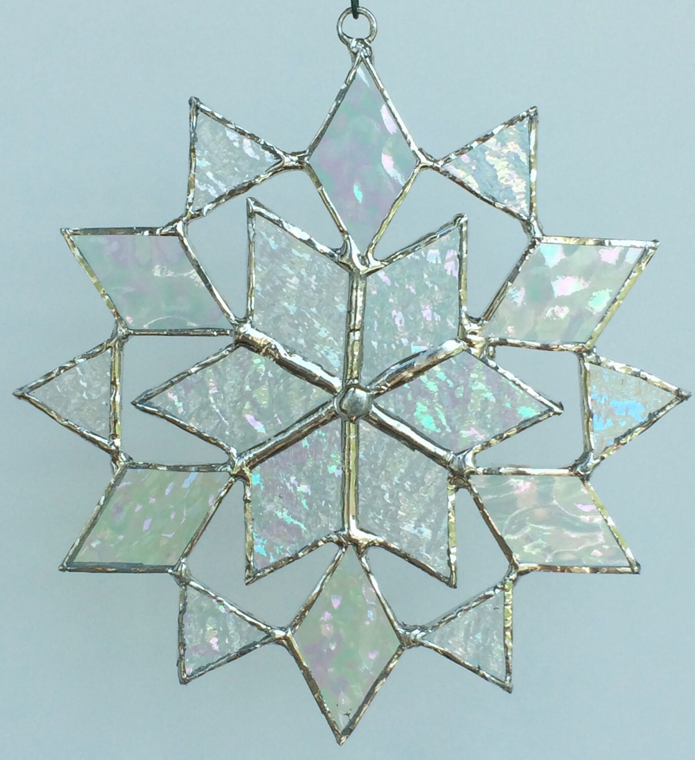 stained glass snowflake suncatcher design 6B Etsy