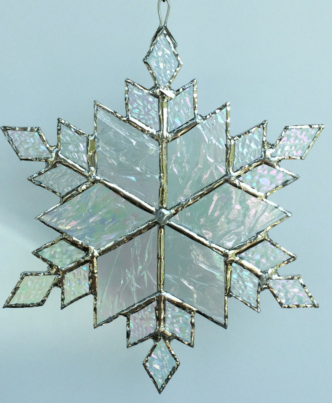 stained glass snowflake suncatcher design 9B Etsy