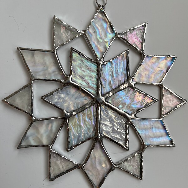 stained glass snowflake suncatcher  (design 6C)