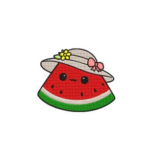 Cute Watermelon Mini Embroidery Design, Kawaii Summer Fruit Patch, Baby Hat Style Stitch File, Machine Embroidery Digital Download