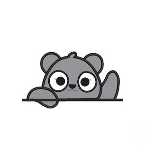 Aplikacja z haftem "Peekaboo Panda", plik z haftem "Urocza panda podglądająca", aplikacja z haftem "Kawaii Animal Baby Panda"