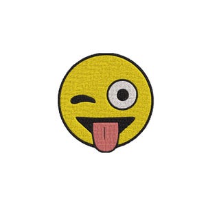 Funny Emoji Mini Embroidery Design, Winking Tongue Face Applique Pattern, Silly Face Embroidery File, Kids Fun Emoji Design Digital Download