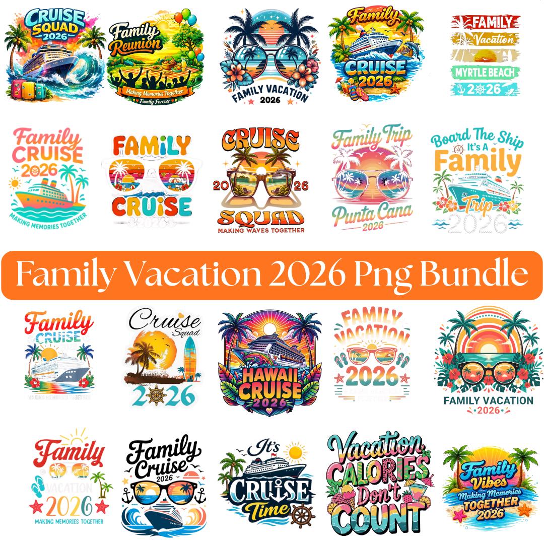 Family Vacation 2026 PNG Bundle | Summer Beach Cruise Trip Designs ...