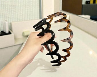 Fascia per capelli ondulata, fasce antiscivolo dentellate, fascia classica in acetato effetto tartaruga, fascia minimalista alla moda, fasce per capelli da donna