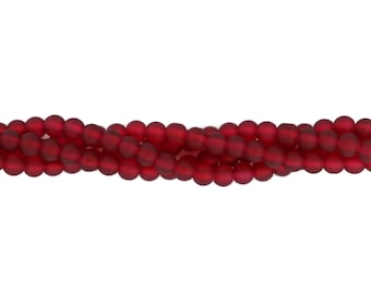BURGANDY Czech glass round pearl beads string of 75 beads 6mm BLOOD RED