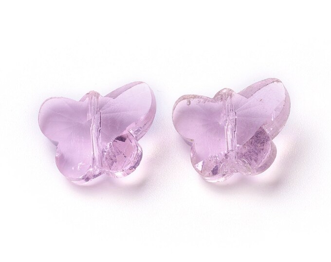 10 Pink 12mm Crystal Butterfly Beads Pink Butterfly Bead FREE SHIPPING to Canada