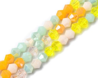 4mm Yellow, Dandelion, Pink, Blue Faceted Bicone Spacer Crystal Glass Bead Strand Classic Jewelry Craft DIY Loose 5301 Beads Mix #50