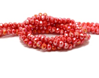 65 Solid Red 8x6mm Faceted Rondelle Spacer Briolette Crystal Glass Beads Jewelry DIY Loose 5040 8mm 6mm Abacus Bead Strand