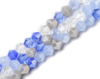 4mm Clear, Blue, Cornflower, Light Blue Faceted Bicone Spacer Crystal Glass Bead Strand Classic Jewelry Craft DIY Loose 5301 Beads Mix #51