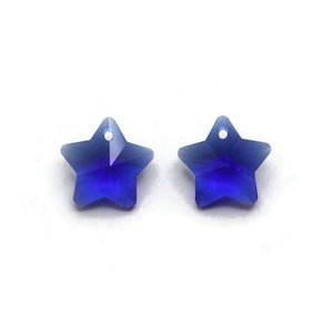 10 Dunkelblaue 13 mm Kristall Sterne Anhänger, Kobalt Blauer Celestial Kristall Anhänger