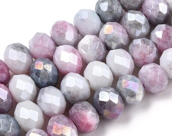 8x6mm White Purple Lilac Orchid Faceted Rondelle Spacer Briolette Crystal Glass 8mm Bead Strand Classic Jewelry Craft DIY Loose 5040 Beads