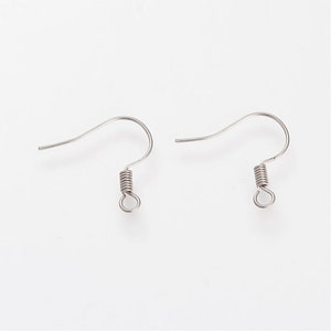 18mm 304 Stainless Steel French Earring Hooks with 2mm Loop 18x21x1.7mm Silver Color0.6mm Thick Ear Wire for Jewelry Making