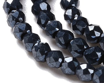 Metallic Black 2mm Faceted Crystal Round Beads Loose Spacer DIY Craft Jewelry Making Tiny Bead Strand