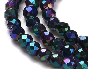 Metallic Purple and Blue 2mm Faceted Crystal Round Beads Loose Spacer DIY Craft Jewelry Making Bead Strand