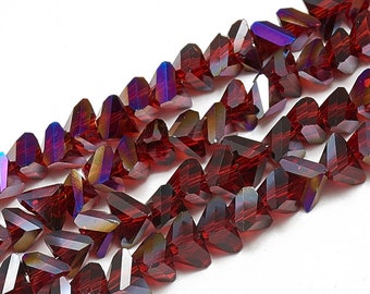 88 Dark Red AB 6x5x4mm Faceted Crystal Glass Triangle Beads 6mm 5mm 4mm Jewelry Making DIY Craft Bead Strand
