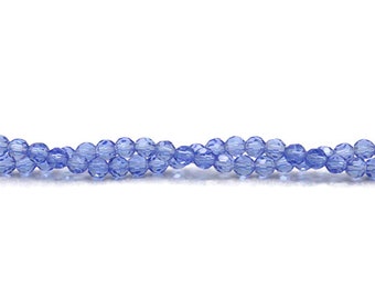 90 Translucent Light Blue 4mm Faceted Round Crystal Beads - Free Shipping to Canada