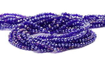 10 Strands Faceted Abacus Pearl Luster Plated DarkBlue Glass Beads Strands 6x4mm 10 Strands Faceted Abacus Pearl Luster Plated DarkBlue Glass Beads Strands 6x4mm