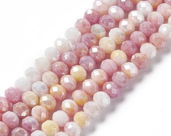 8x6mm White, Yellow, Pink Rose Faceted Rondelle Spacer Briolette Crystal Glass Bead Strand Classic Jewelry Craft DIY Loose 5040 Beads