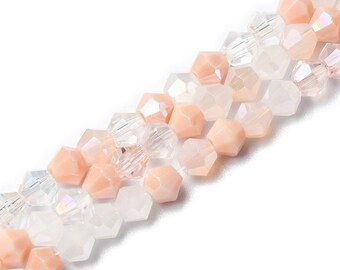 4mm Clear, Peach, Pink, White Faceted Bicone Spacer Crystal Glass Bead Strand Classic Jewelry Craft DIY Loose 5301 Beads Mix #53