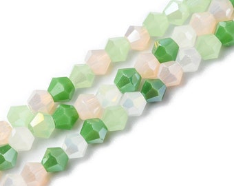 4mm White, Pink, Green, Light Green Faceted Bicone Spacer Crystal Glass Bead Strand Classic Jewelry Craft DIY Loose 5301 Beads Mix #52