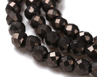 Metallic Gunmetal Black 2mm Faceted Crystal Round Beads Loose Spacer DIY Craft Jewelry Making Tiny Bead Strand