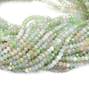 Mix #4 Light Green Blue White Brown Faceted Rondelle Spacer Briolette Crystal Glass Bead Strand Classic Jewelry Craft DIY Loose 5040 Beads